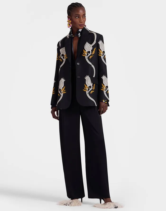 La Doublej Jones Jacket Melograno Black and White In Cady Wool Women Outerwear