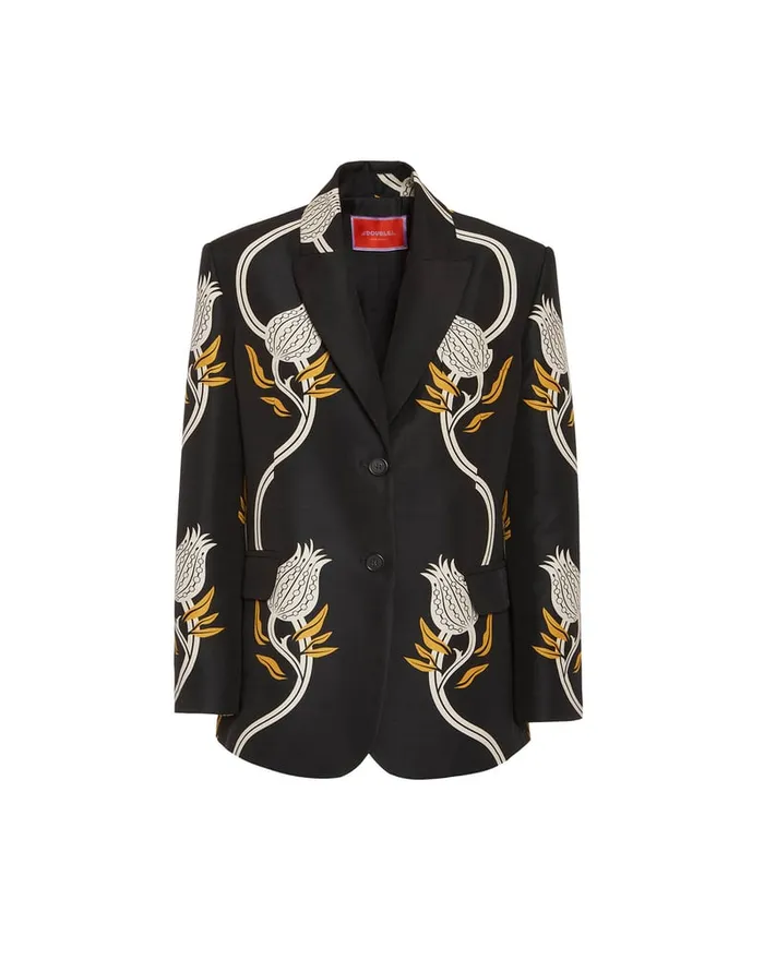 La Doublej Jones Jacket Melograno Black and White In Cady Wool Women Outerwear
