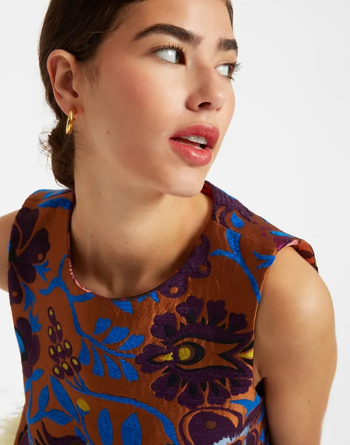 La Doublej La Scala Top With Feathers Jacquard Selva In Jacquard Women Shirts and Tops