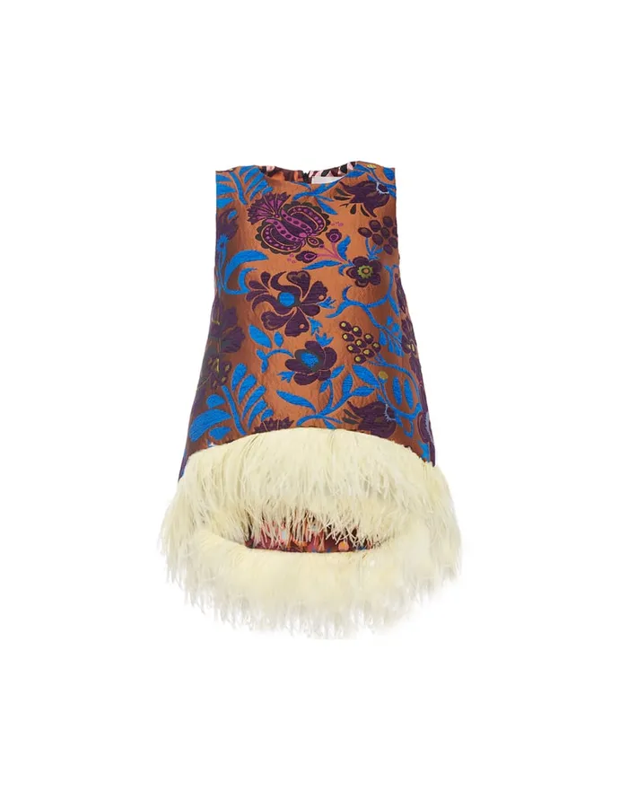 La Doublej La Scala Top With Feathers Jacquard Selva In Jacquard Women Shirts and Tops