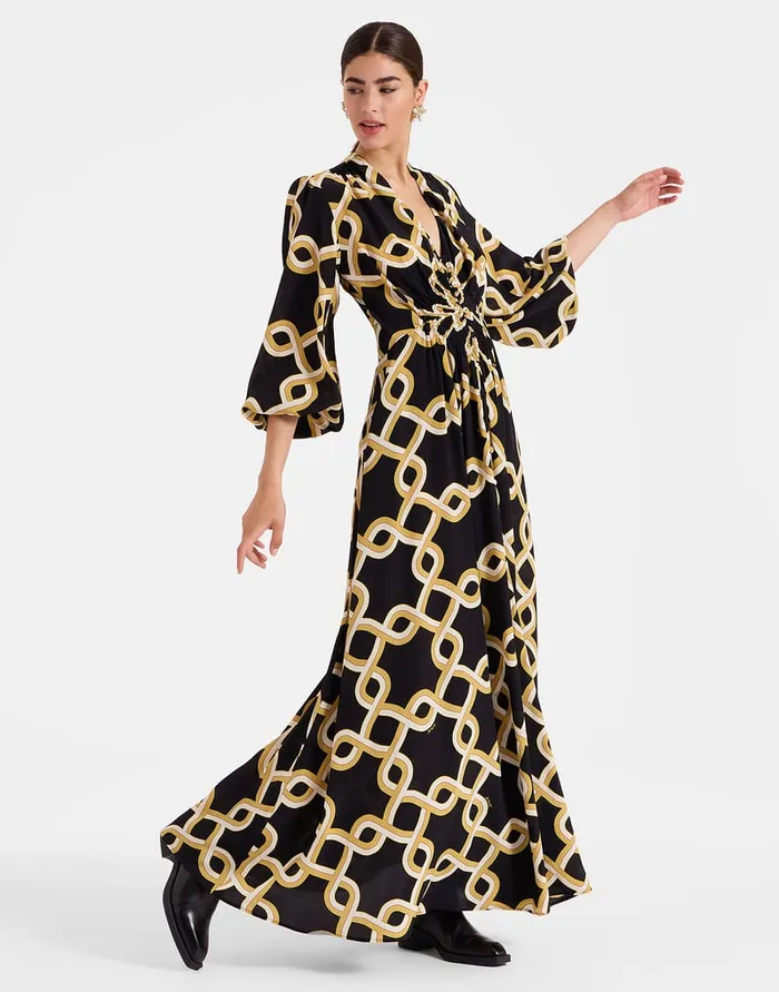 La Doublej Long Camerino Dress Tackle Black In Crepe De Chine Silk Women Party Dressing