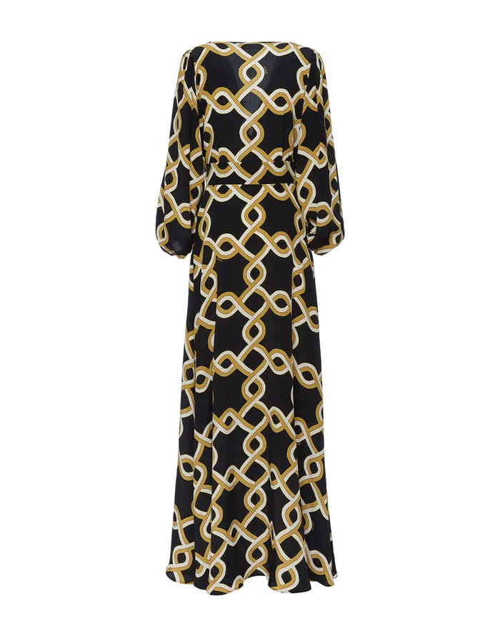La Doublej Long Camerino Dress Tackle Black In Crepe De Chine Silk Women Party Dressing