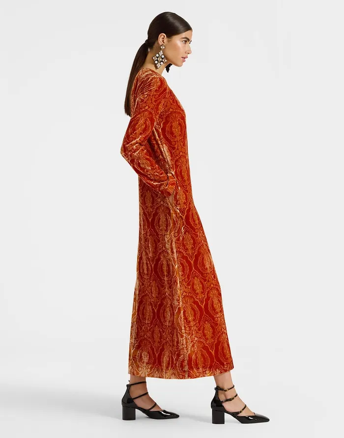 La Doublej Long Sleeve Swing Dress Banquet Orange In Devor Women Dresses