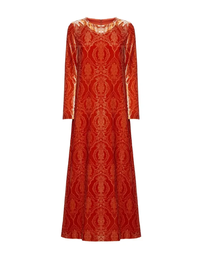 La Doublej Long Sleeve Swing Dress Banquet Orange In Devor Women Dresses