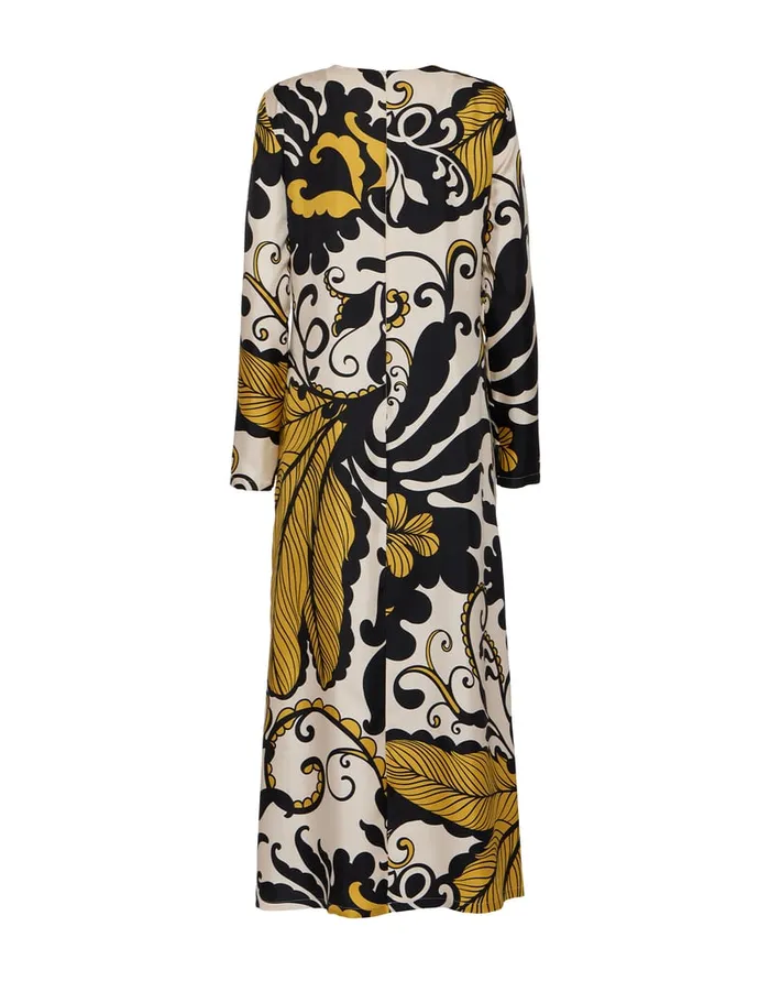 La Doublej Long Sleeve Swing Dress Marea Black and White In Silk Twill Women Dresses
