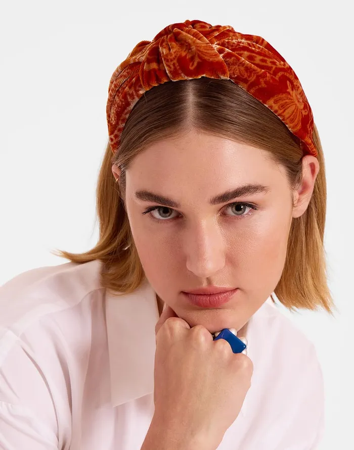 La Doublej Love Knot Headband Banquet Orange In Devor Women Hair Accessories
