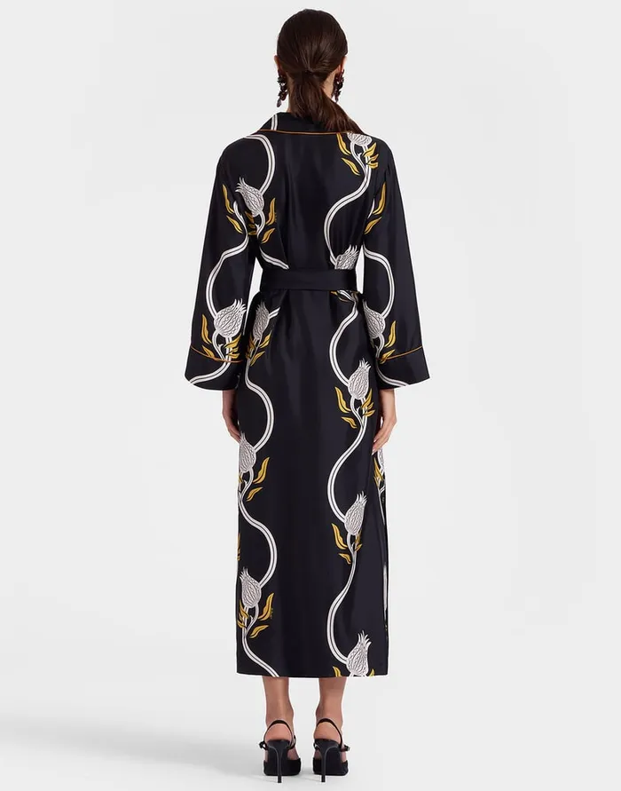 La Doublej Midnight Dress Melograno Black and White In Silk Twill Women Dresses
