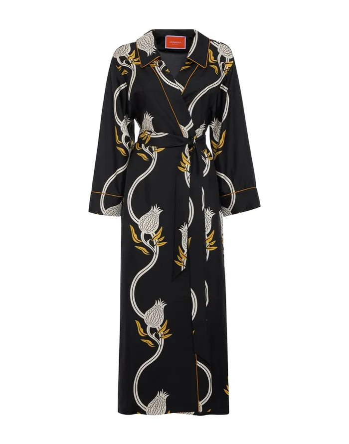 La Doublej Midnight Dress Melograno Black and White In Silk Twill Women Dresses