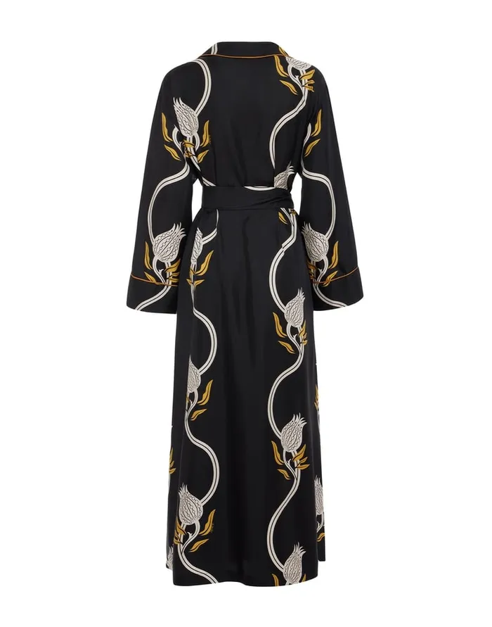 La Doublej Midnight Dress Melograno Black and White In Silk Twill Women Dresses