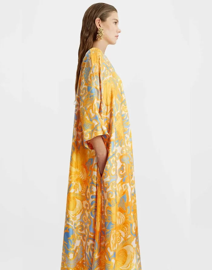 La Doublej Muumuu Dress Anemone Orange In Silk Twill Women Dresses