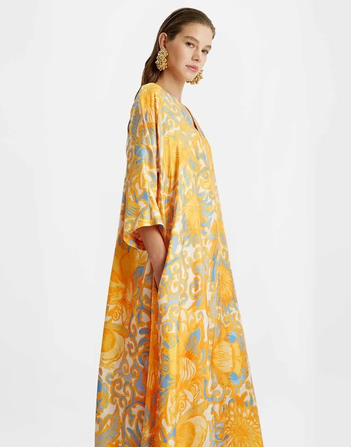 La Doublej Muumuu Dress Anemone Orange In Silk Twill Women Dresses