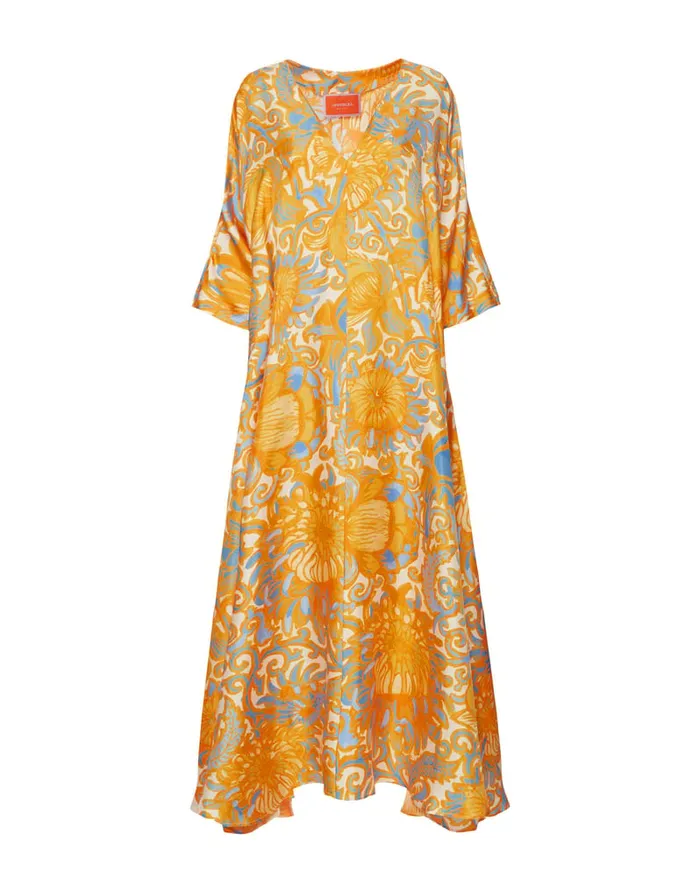 La Doublej Muumuu Dress Anemone Orange In Silk Twill Women Dresses