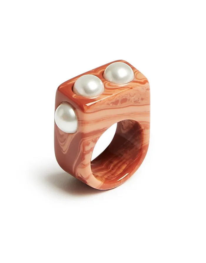 La Doublej Nefertiti Ring Solid Pink In Acrylic Resin Women Jewelry