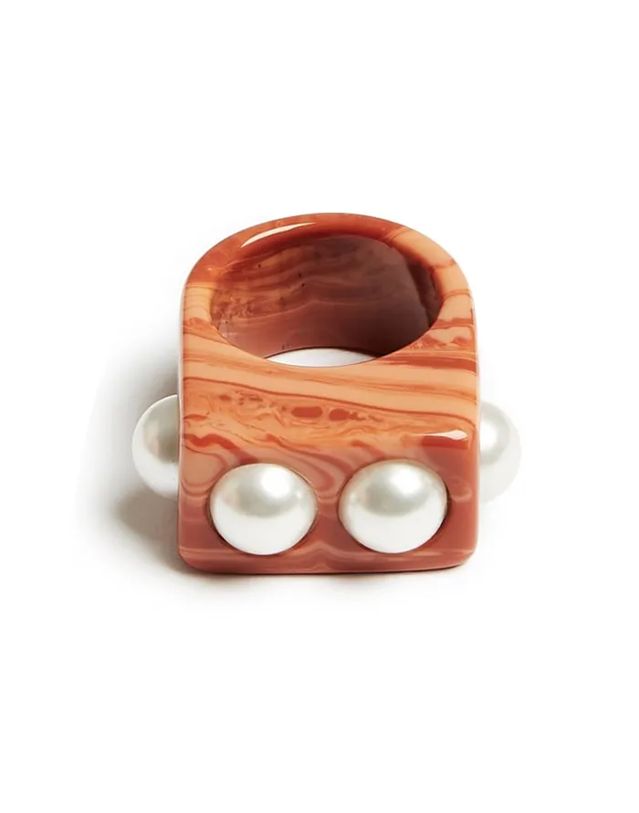 La Doublej Nefertiti Ring Solid Pink In Acrylic Resin Women Jewelry