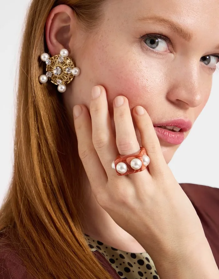 La Doublej Nefertiti Ring Solid Pink In Acrylic Resin Women Jewelry