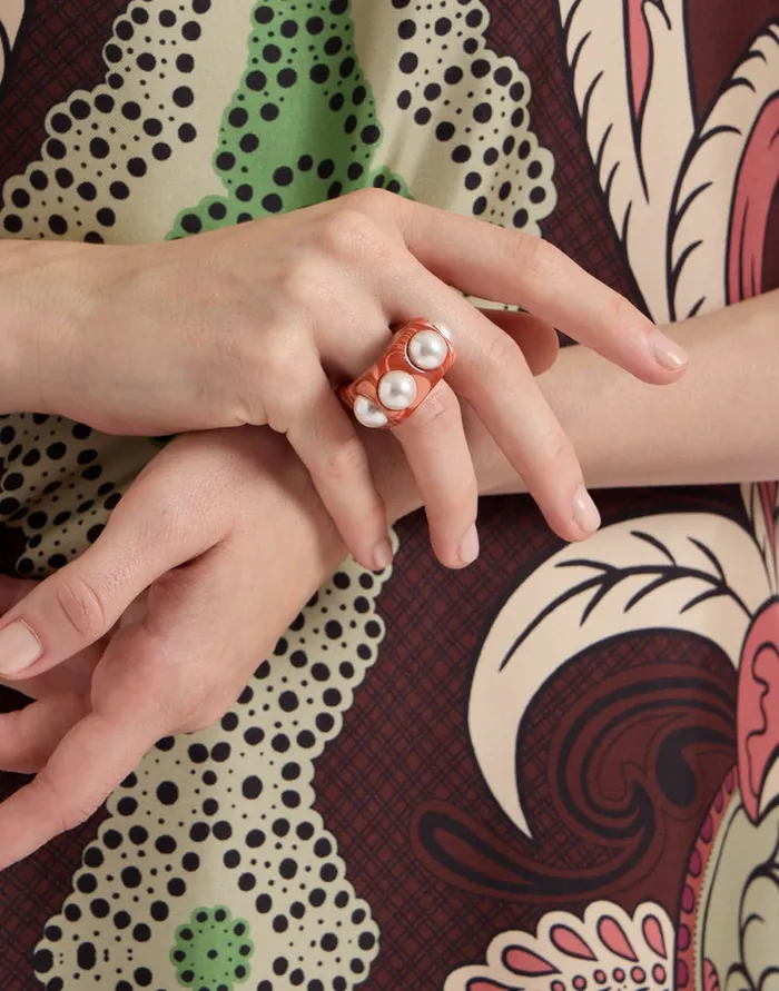 La Doublej Nefertiti Ring Solid Pink In Acrylic Resin Women Jewelry