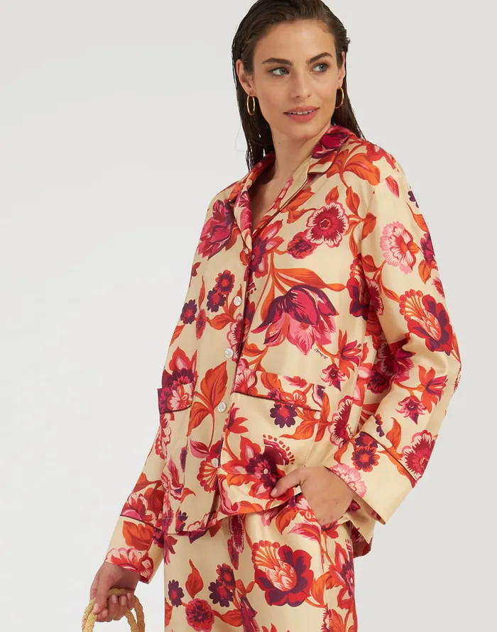 La Doublej Pajama Shirt Hottie Cream In Silk Twill Women Shirts and Tops