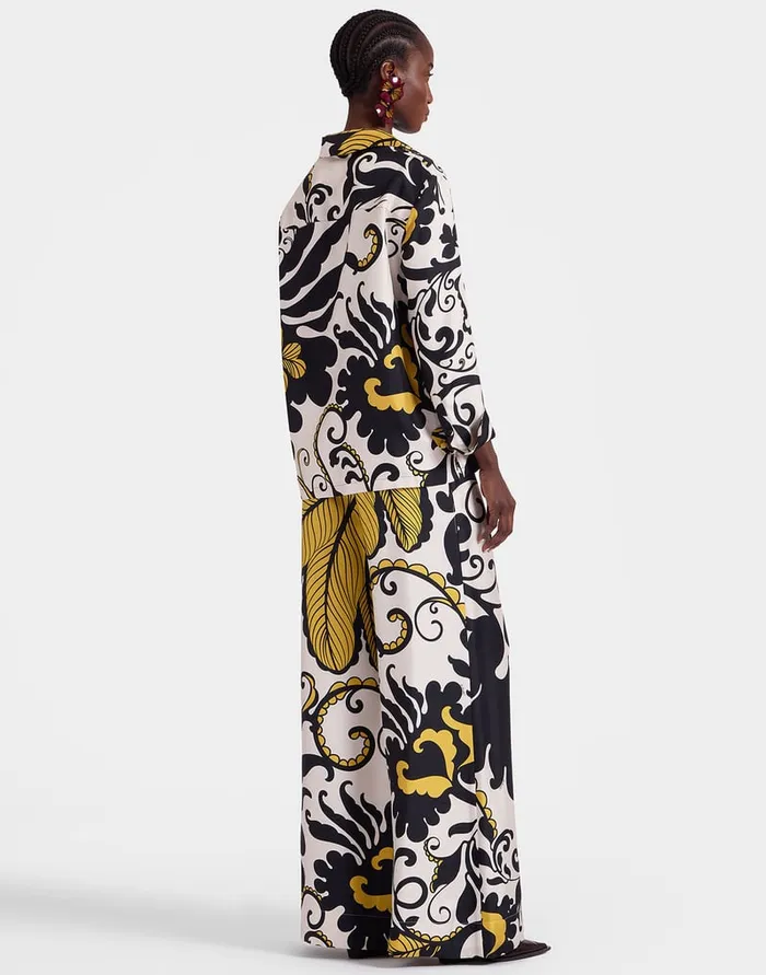 La Doublej Palazzo Pants Marea Black and White In Silk Twill Women Shorts and Pants