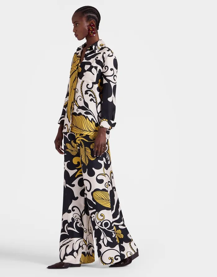 La Doublej Palazzo Pants Marea Black and White In Silk Twill Women Shorts and Pants