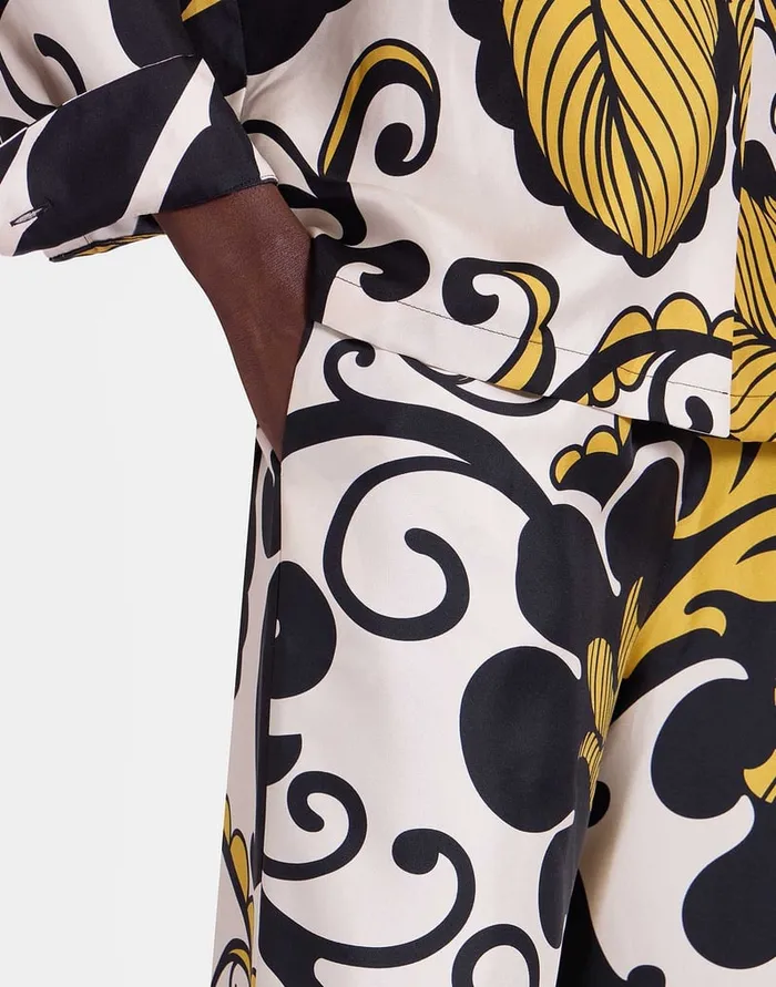 La Doublej Palazzo Pants Marea Black and White In Silk Twill Women Shorts and Pants