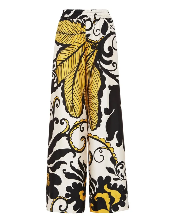 La Doublej Palazzo Pants Marea Black and White In Silk Twill Women Shorts and Pants