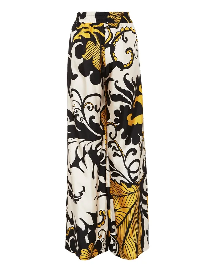 La Doublej Palazzo Pants Marea Black and White In Silk Twill Women Shorts and Pants