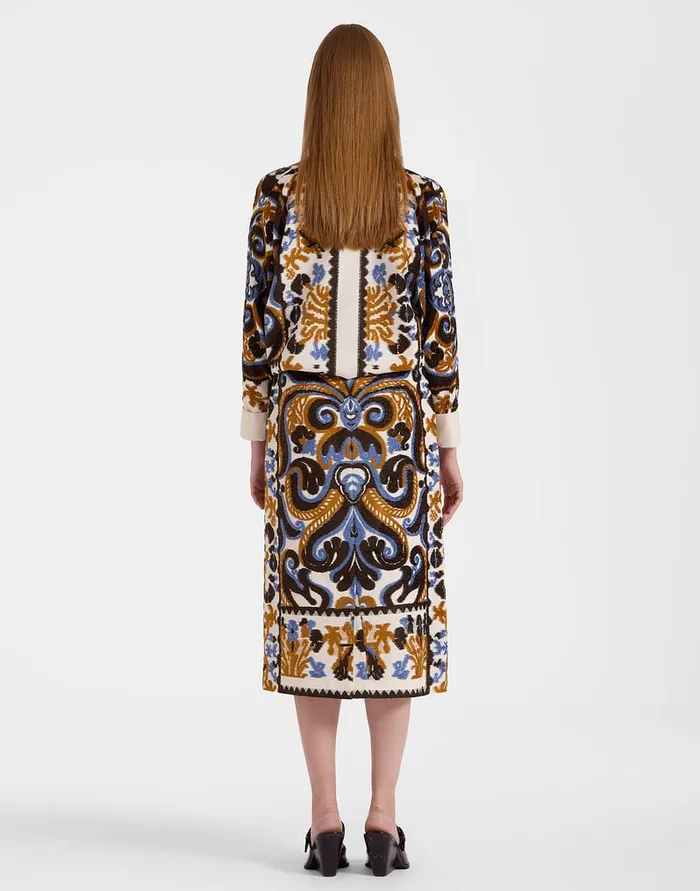 La Doublej Pencil Skirt Corsini Cream In Jacquard Women Skirts