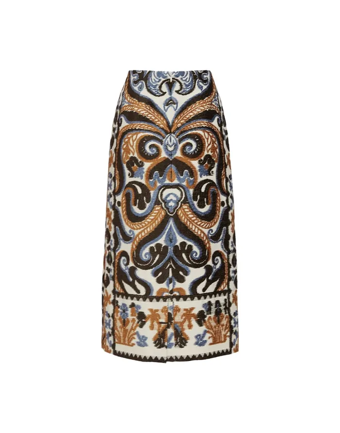 La Doublej Pencil Skirt Corsini Cream In Jacquard Women Skirts