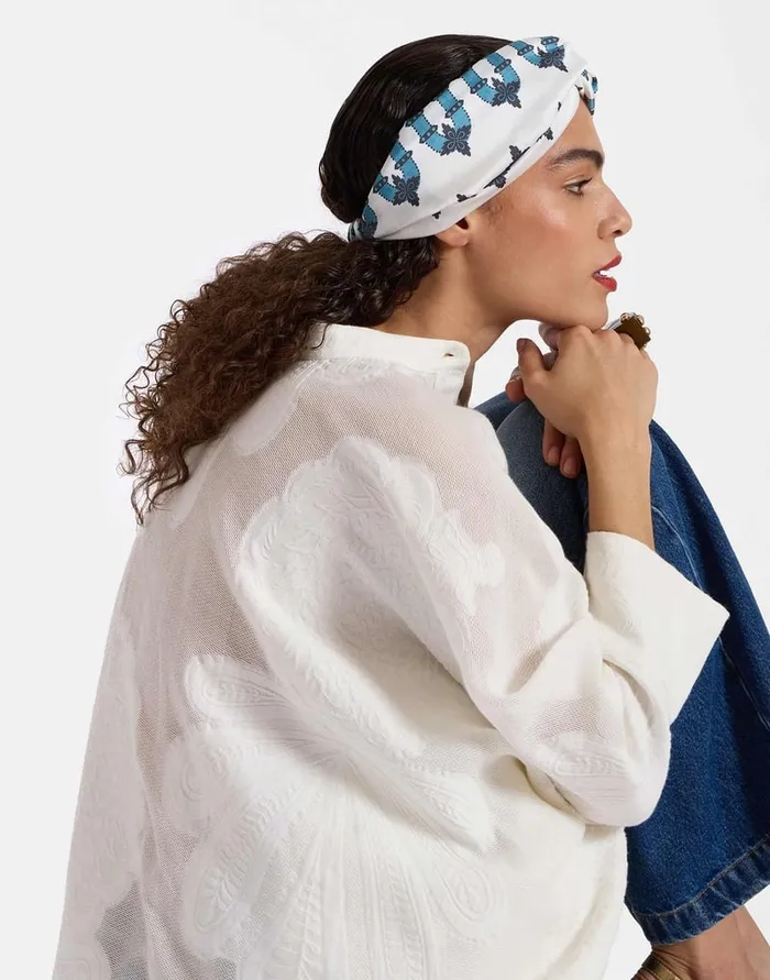 La Doublej Pinup Headband Scirocco Ivory In Twill Women Hair Accessories