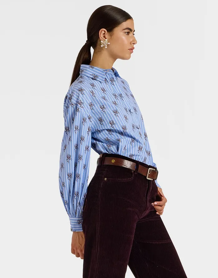 La Doublej Poet Shirt Gryphos Light Blue In Cotton Poplin Women Shirts and Tops