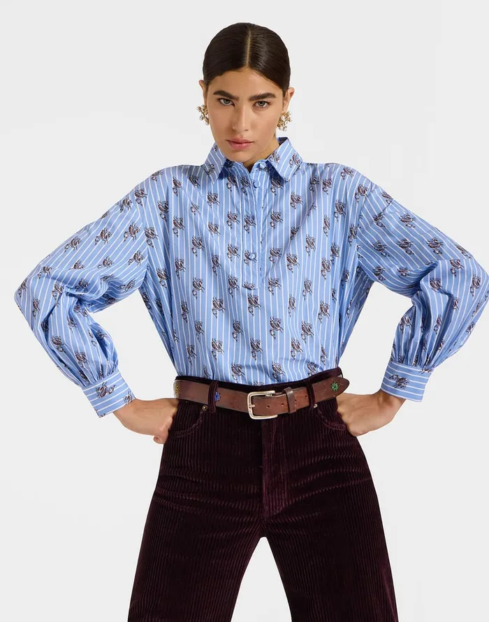 La Doublej Poet Shirt Gryphos Light Blue In Cotton Poplin Women Shirts and Tops