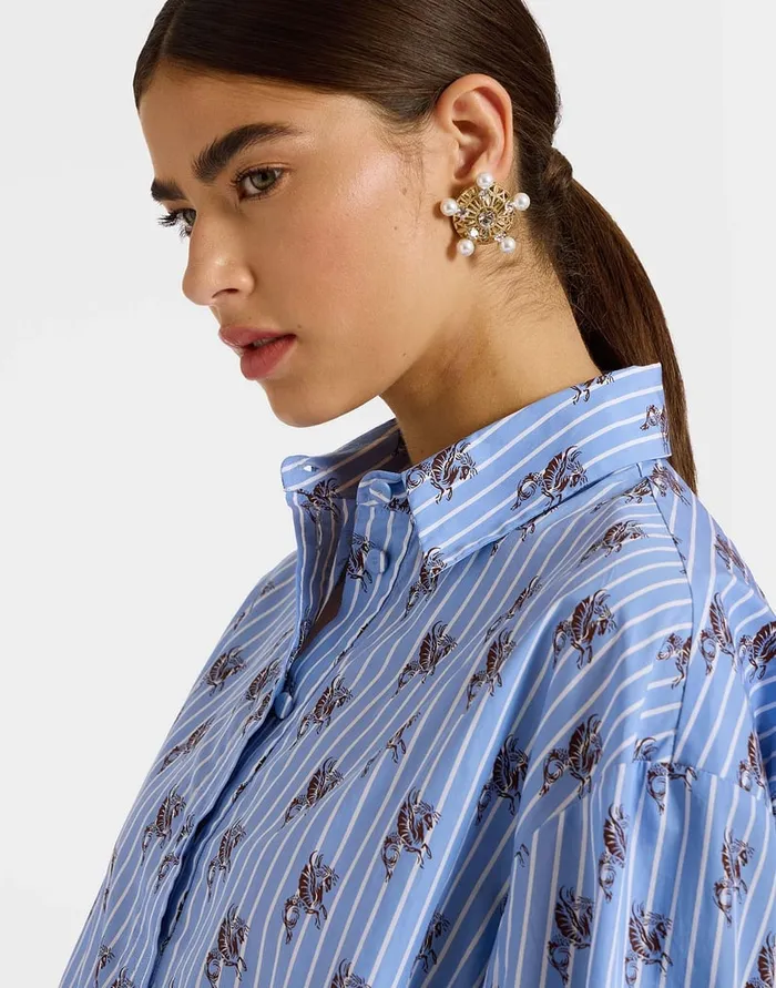 La Doublej Poet Shirt Gryphos Light Blue In Cotton Poplin Women Shirts and Tops