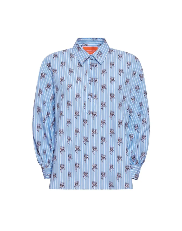 La Doublej Poet Shirt Gryphos Light Blue In Cotton Poplin Women Shirts and Tops
