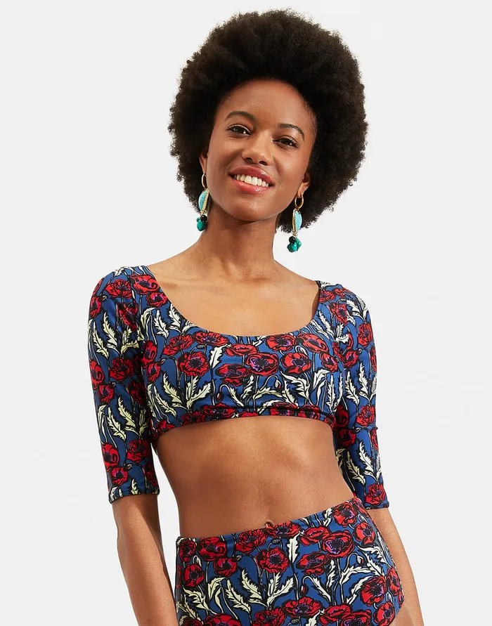 La Doublej Portofino Top Blooms In Lycra Women Swimwear