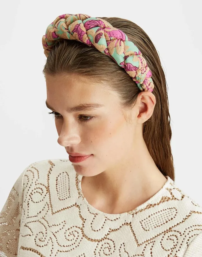 La Doublej Rapunzel Headband Lilium Purple In Embroidered Organza Women Hair Accessories