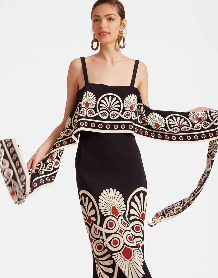 La Doublej SlipAround Dress Medallion Place Black In Crepe De Chine Women Party Dressing