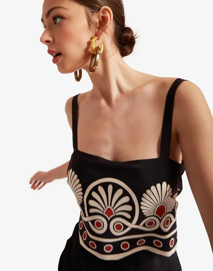 La Doublej SlipAround Dress Medallion Place Black In Crepe De Chine Women Party Dressing