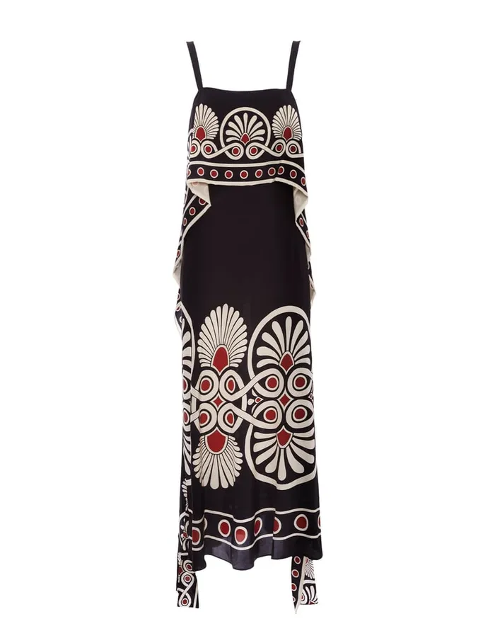 La Doublej SlipAround Dress Medallion Place Black In Crepe De Chine Women Party Dressing