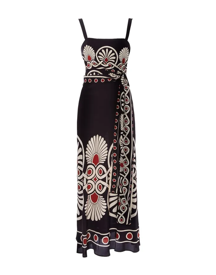 La Doublej SlipAround Dress Medallion Place Black In Crepe De Chine Women Party Dressing