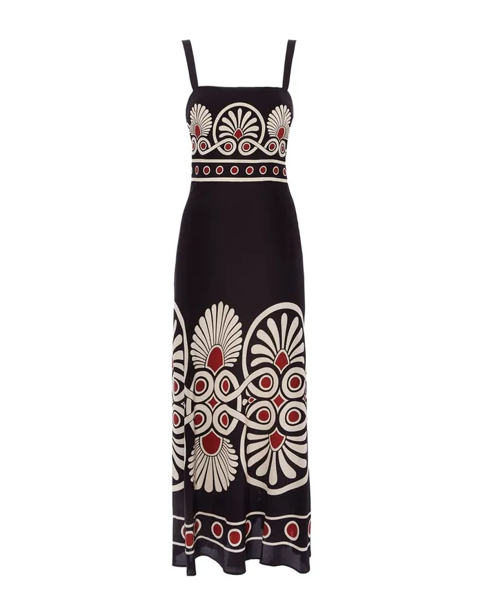 La Doublej SlipAround Dress Medallion Place Black In Crepe De Chine Women Party Dressing