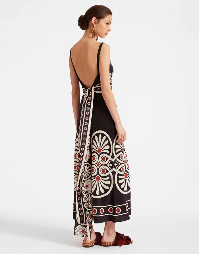 La Doublej SlipAround Dress Medallion Place Black In Crepe De Chine Women Party Dressing
