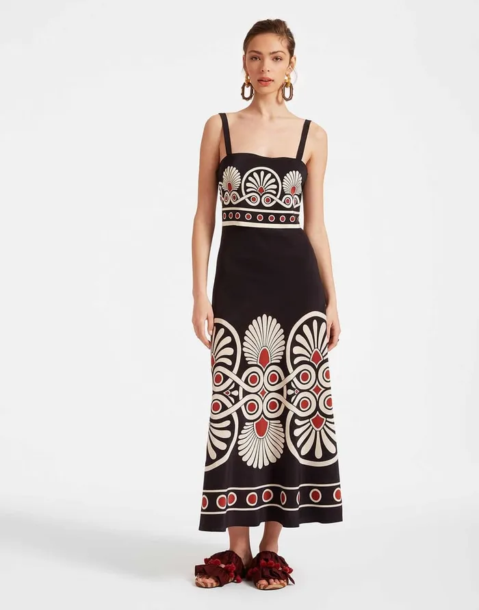 La Doublej SlipAround Dress Medallion Place Black In Crepe De Chine Women Party Dressing