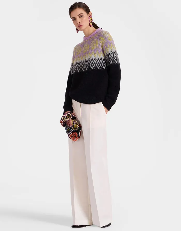 La Doublej Slope Sweater Black and Lilac In Wool Women Knitwear