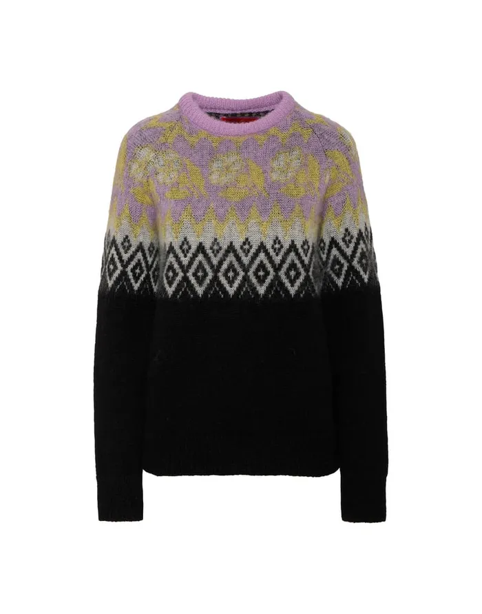 La Doublej Slope Sweater Black and Lilac In Wool Women Knitwear