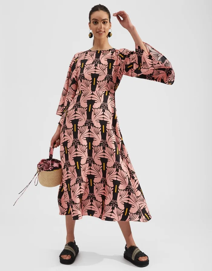 La Doublej Sorella Dress Ali Rosa In Twill Silk Women Dresses
