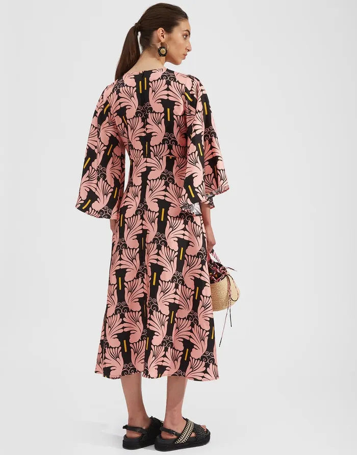 La Doublej Sorella Dress Ali Rosa In Twill Silk Women Dresses