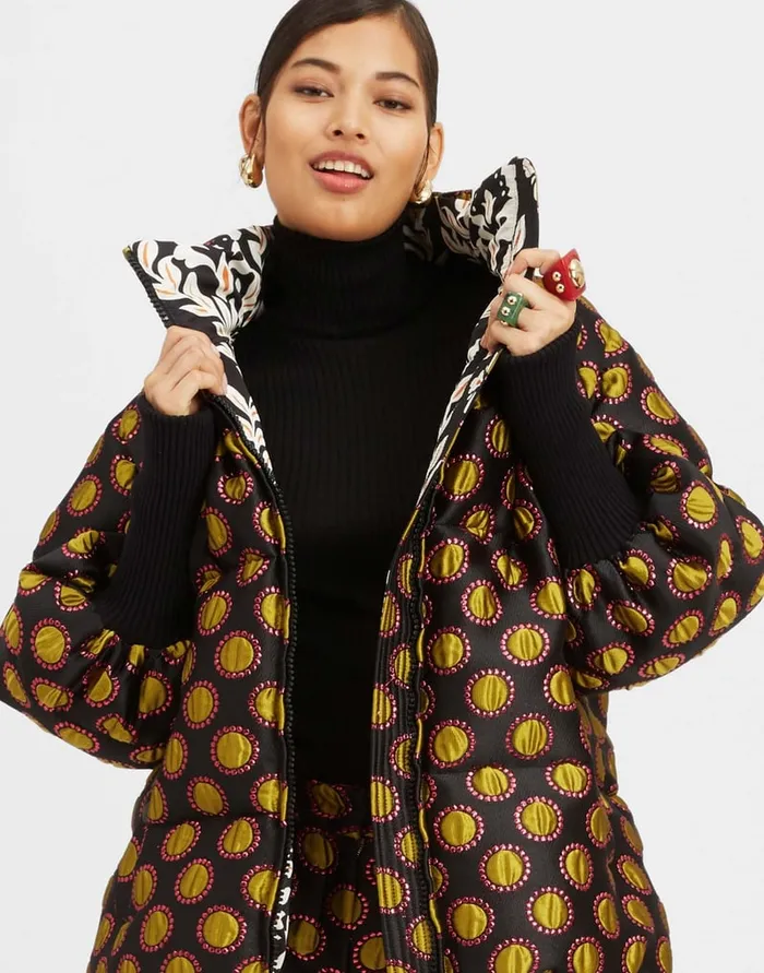 La Doublej St Moritz Reversible Jacket Winter Sun Black In Jacquard Women Outerwear