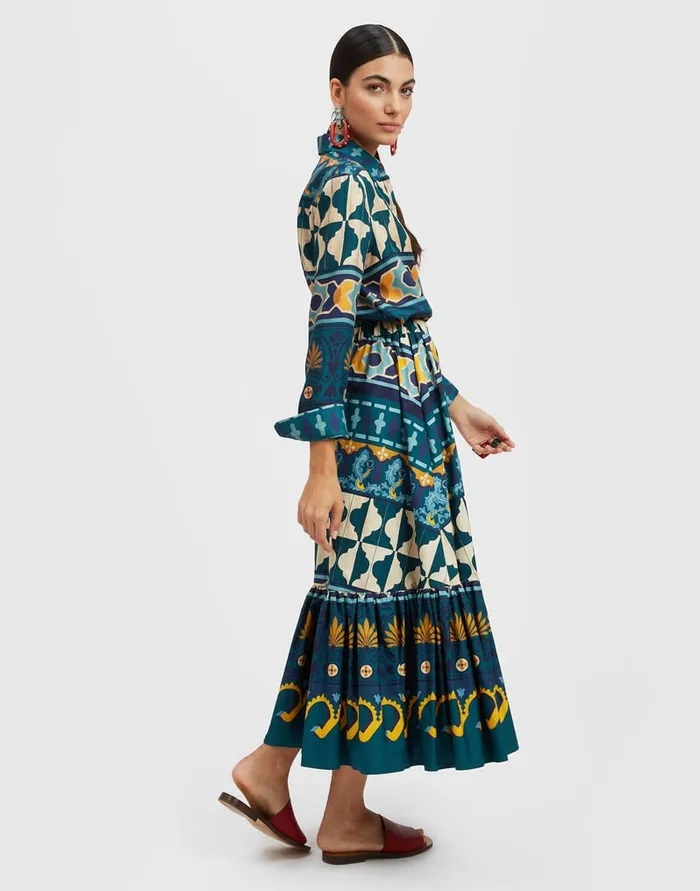 La Doublej Sunset Skirt Casareale Place Emerald In Summer Poplin Women Skirts