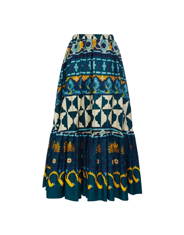 La Doublej Sunset Skirt Casareale Place Emerald In Summer Poplin Women Skirts