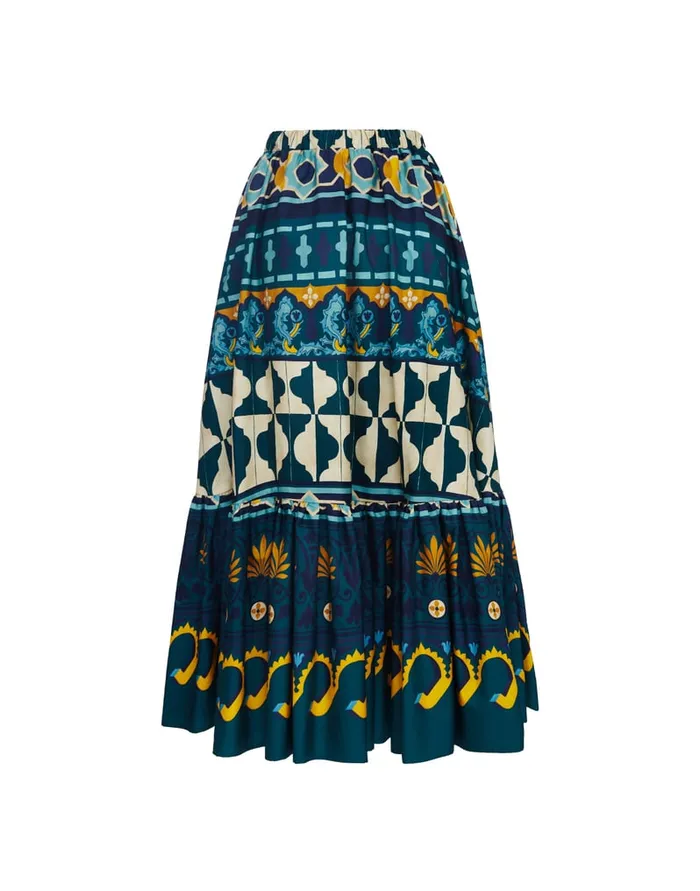 La Doublej Sunset Skirt Casareale Place Emerald In Summer Poplin Women Skirts